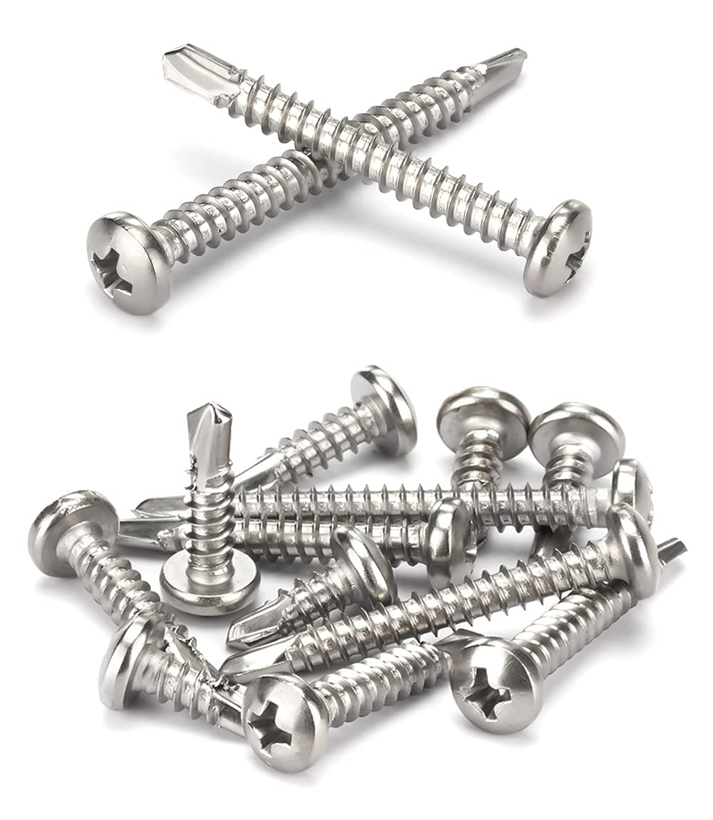 ANSIEDIO Self Drilling Screws Self Tapping Screw Cross Round Head Drill Tail Metal Screws, M4.8×50mm,20 pcs