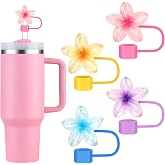 Accmor Silicone Straw Caps, 4 Pack Resin Flower Straw Toppers for Stanley 30 &amp; 40 oz Tumblers, Reusable Dust-Proof Straws Covers 0.4 in Straw Tips Lids Protectors Straws Accessories for Women