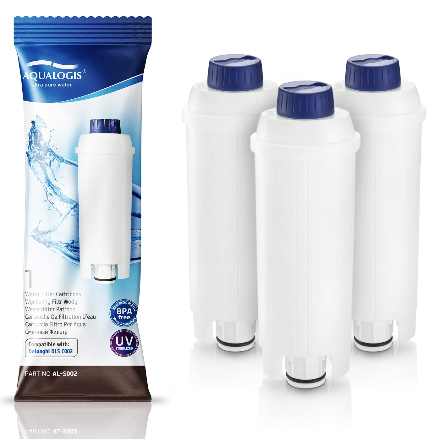 Aqualogis AL-S002 Compatible Water Filter for DLS C002 / SER3017 Delonghi Water Softener (3pack)