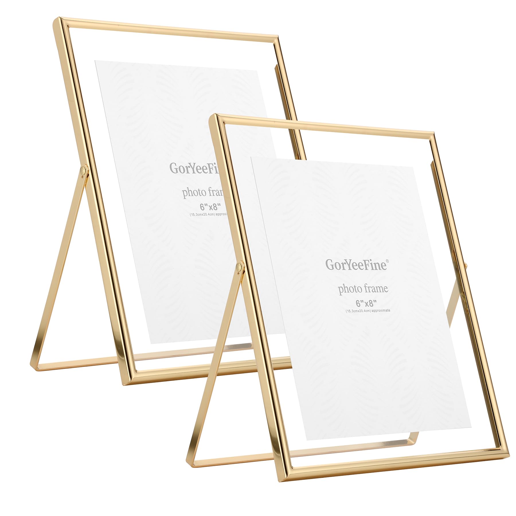 Photo 1 of Gold 8x10"Floating Frame 2 Pack,For Picture 4x6'',5x7'',6x8''Adjustable Tabletop/Shelf floating picture frame 5x7'', Classy Gift Choice for Wedding,Thanksgiving,Christmas,Home or Office Decor