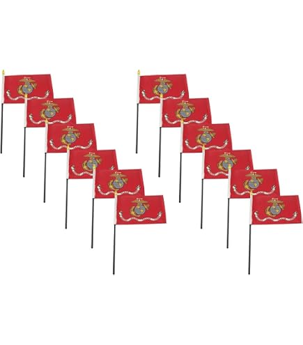 10 Stück Mini-Flaggen USA & Marine Corps – Holzständer, 20,8 X 14 Cm, Für Dekoration & Partys