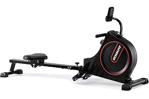 ECHANFIT Magnetic Rowing Machine with Optional 16 Levels Adjustable Resistance, LCD Monitor with Device Holder, 350 lb Weight Capacity