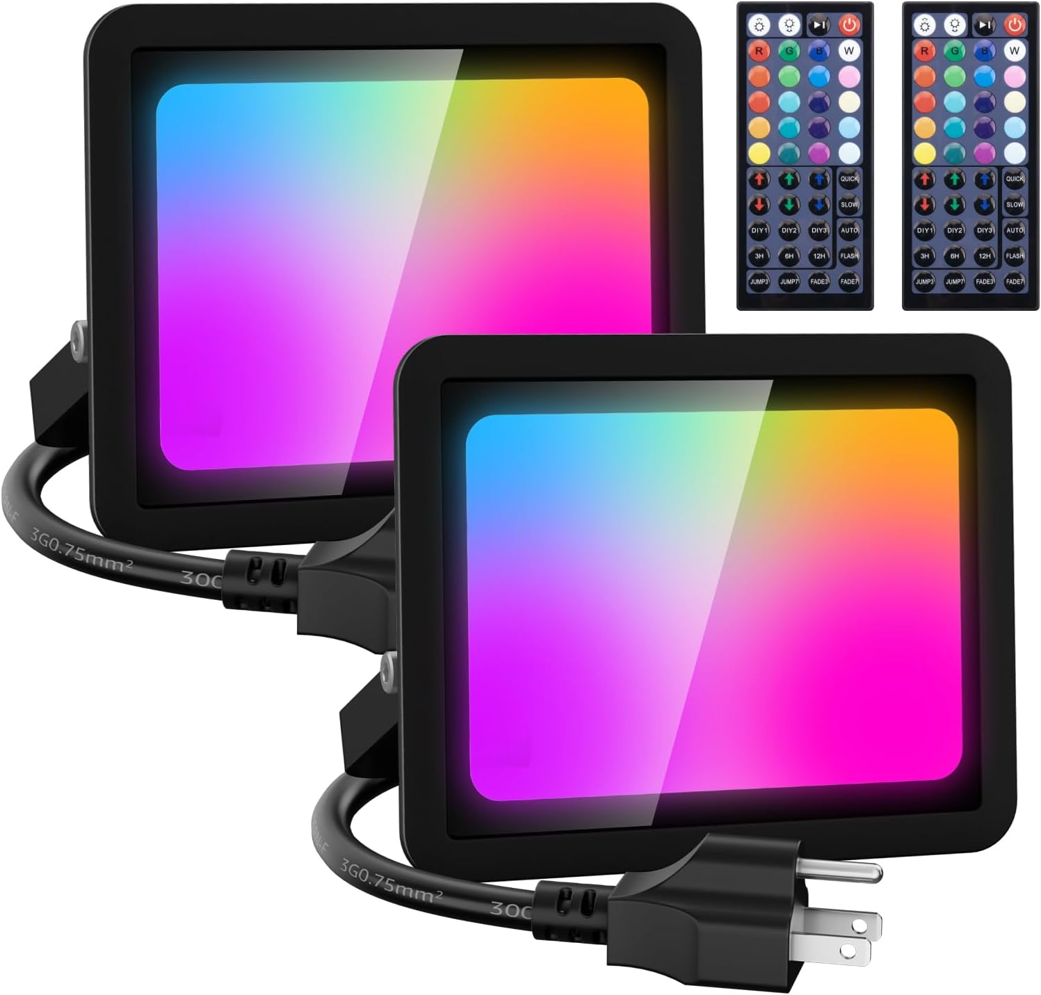 Lighting - Olafus 25W RGB LED Flood Light 250W Equiv, DIY Color Changing Stage Light with Remote, Party Light Outdoor, IP66 Landscape Floor Strobe Light Spotlight, Uplight for Events Christmas Halloween, 2 Pack