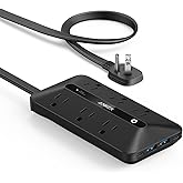 Anker Power Strip with 300J Surge Protector, 5ft Outlet Extender, 20W, 6AC | Flat Plug Extension Cord with Multiple Outlets, 2 USB C, 2 USB A, Dorm Room Essentials, Home Office, TUV Listed