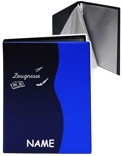 alles-meine.de GmbH A4 - Ringbuch / Zeugnisringbuch - Zeugnisse _ Metallic Effekt - dunkel blau - incl. Einsteckseiten - incl