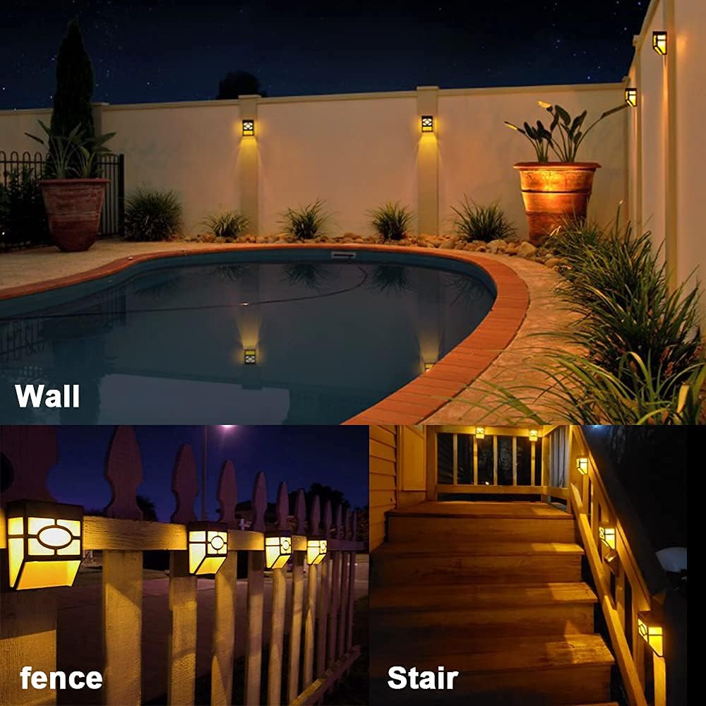 Solar Deck Lights, 6 Packs Outdoor Wall Lights Garden Decorative Fence Post Lighting - - 