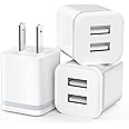 USB Wall Charger, LUOATIP 3-Pack 2.1A/5V Dual Port USB Cube Power Adapter Charger Plug Block Charging Box Brick for Phone SE 