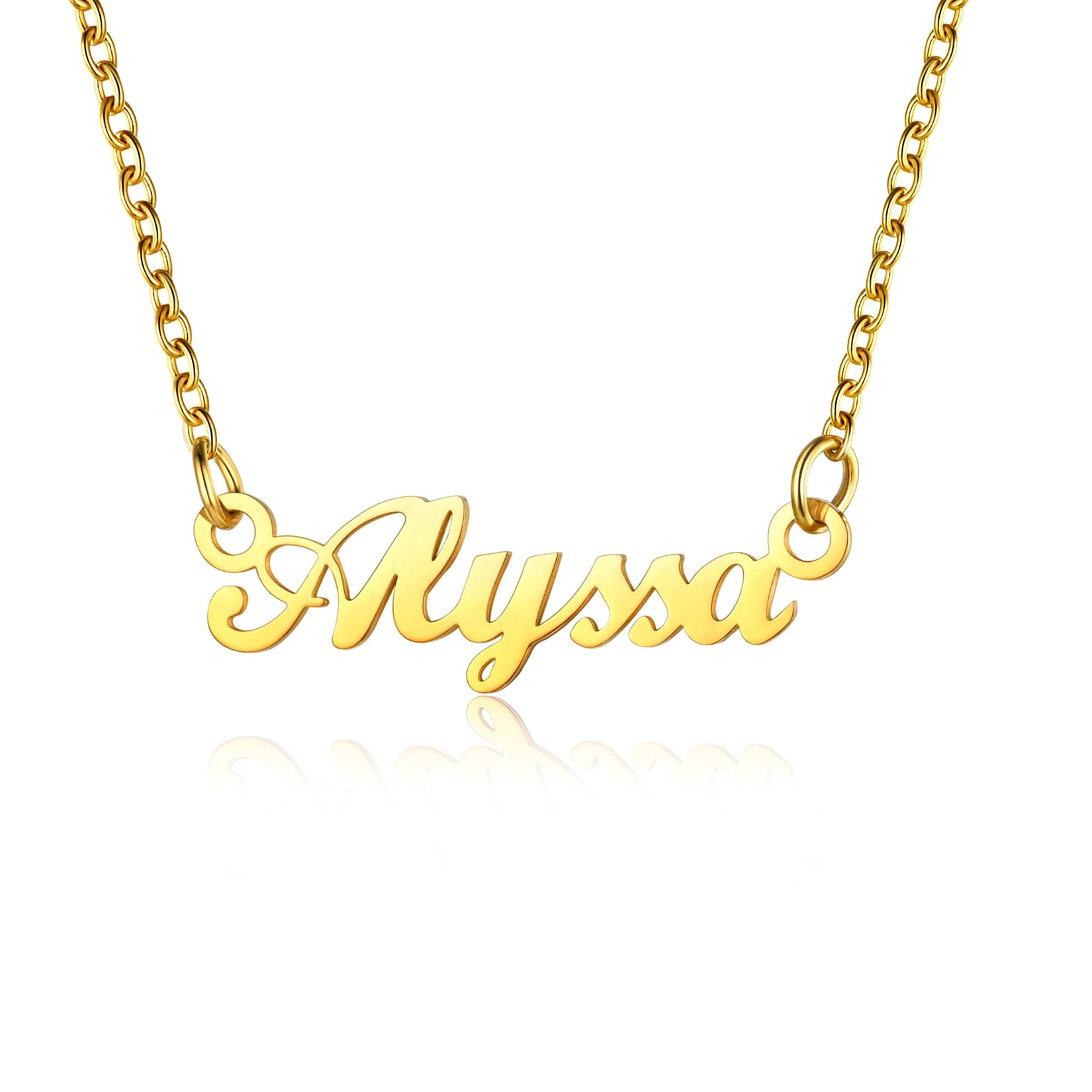 U7 Name Alyssa Necklaces For Women Gold Plated Chain Pendant Necklace — image 1