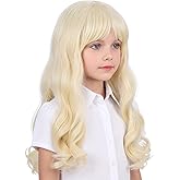 WAVELNM Kids Blonde Wig Light Blonde Wavy Curly Child Wig Long Blonde Wigs with Bangs for Girls