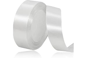 AHOMAME White Satin Ribbon 1 Inches x 25 Yards, Solid Color Fabric Ribbon for Gift Wrapping, Crafts, Hair Bows Making, Wreath, Wedding Party Decoration and Sewing Projects