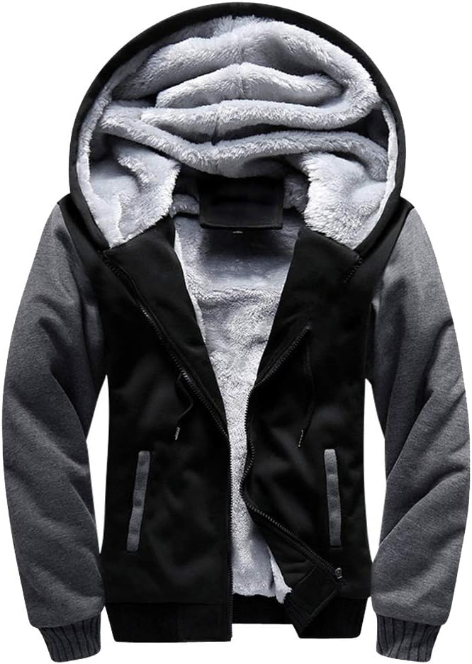 Men's Autumn and Winter Thick Warm Fleece Hoodie Sweatshirt Zip Pullover Jumper Jackets Sport Cardigan Plus Size Overcoat