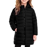 Enlifety 4-11T Girls Winter Coat Lightweight Long Hooded Puffer Jacket | Soft polyester fabric lightweight windproof water-resistant outerwear for school travel outdoor play and winter activities