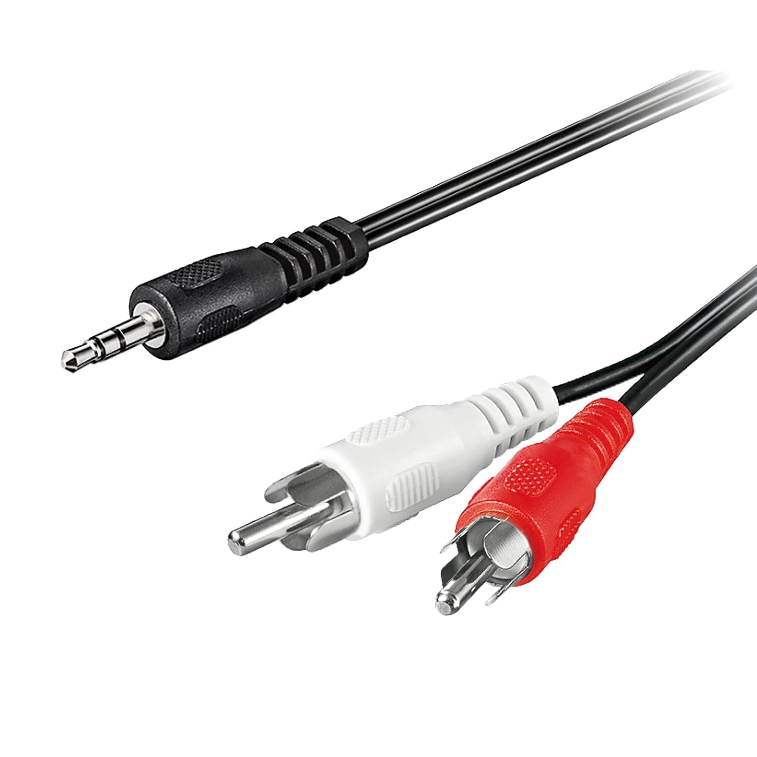 Goobay 50780 Audio Cable AUX Adapter, 3.5 mm Male to Stereo RCA Male, Black, 15 m Cable Length