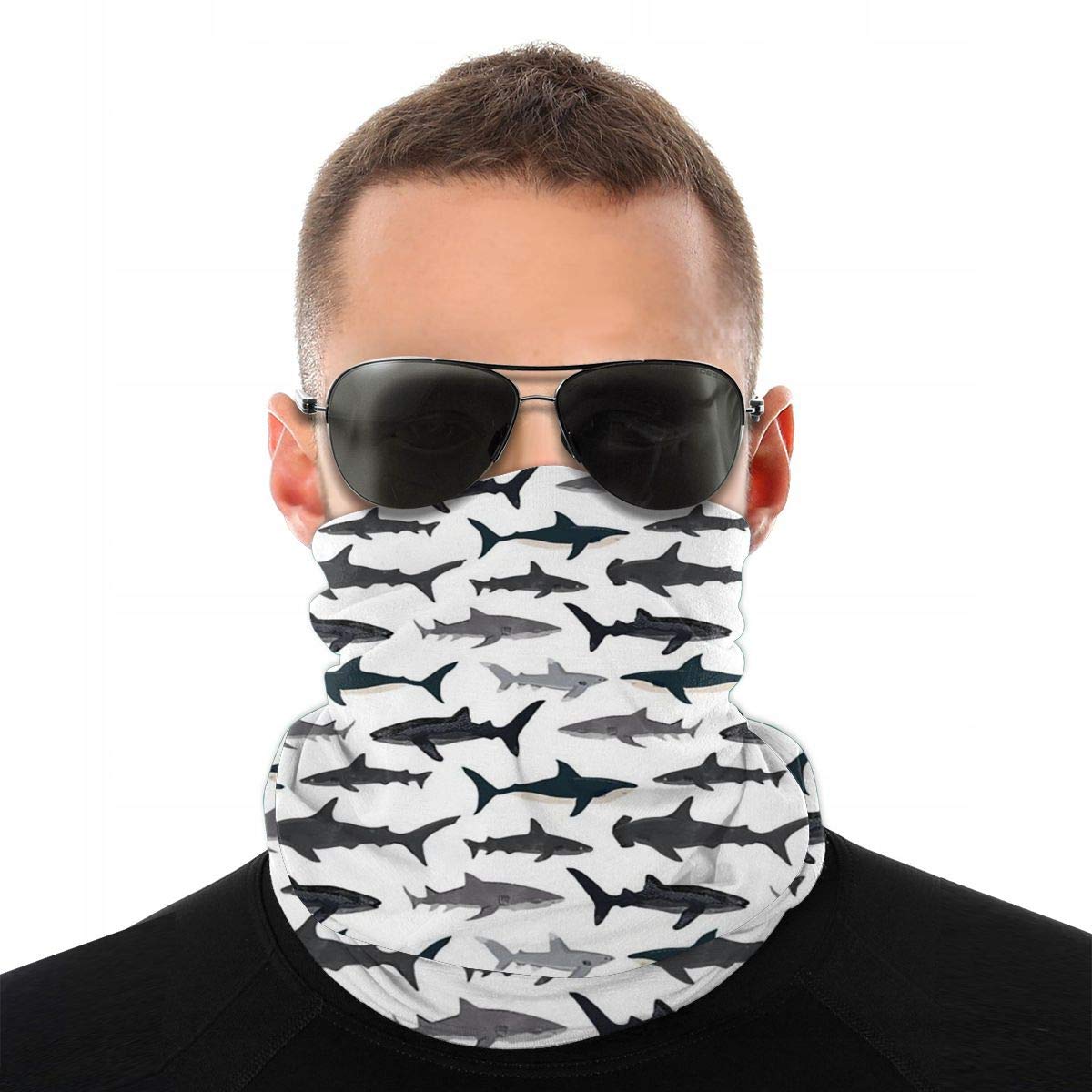 Sport Face Mask Neck Gaiter For Dust Sun Protection Face Cover Scarf Bandanas For Fishing Hiking Cycling Riding Sharks Nautical Boys Breathable Balaclava For Men Women