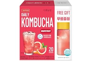 KAYFOOD Garden Daily KIWI Kombucha Powdered Mix, Probiotics & Prebiotics, 20 Sticks Bottle (3.52oz), Zero Sugar, Diet, Gut Healthy Sparkling Beverage, Fermented Korean Drinks for Iced, Hot, Workout Tea (KIWI, Reusable Bottle Set) (GRAPEFRUIT)