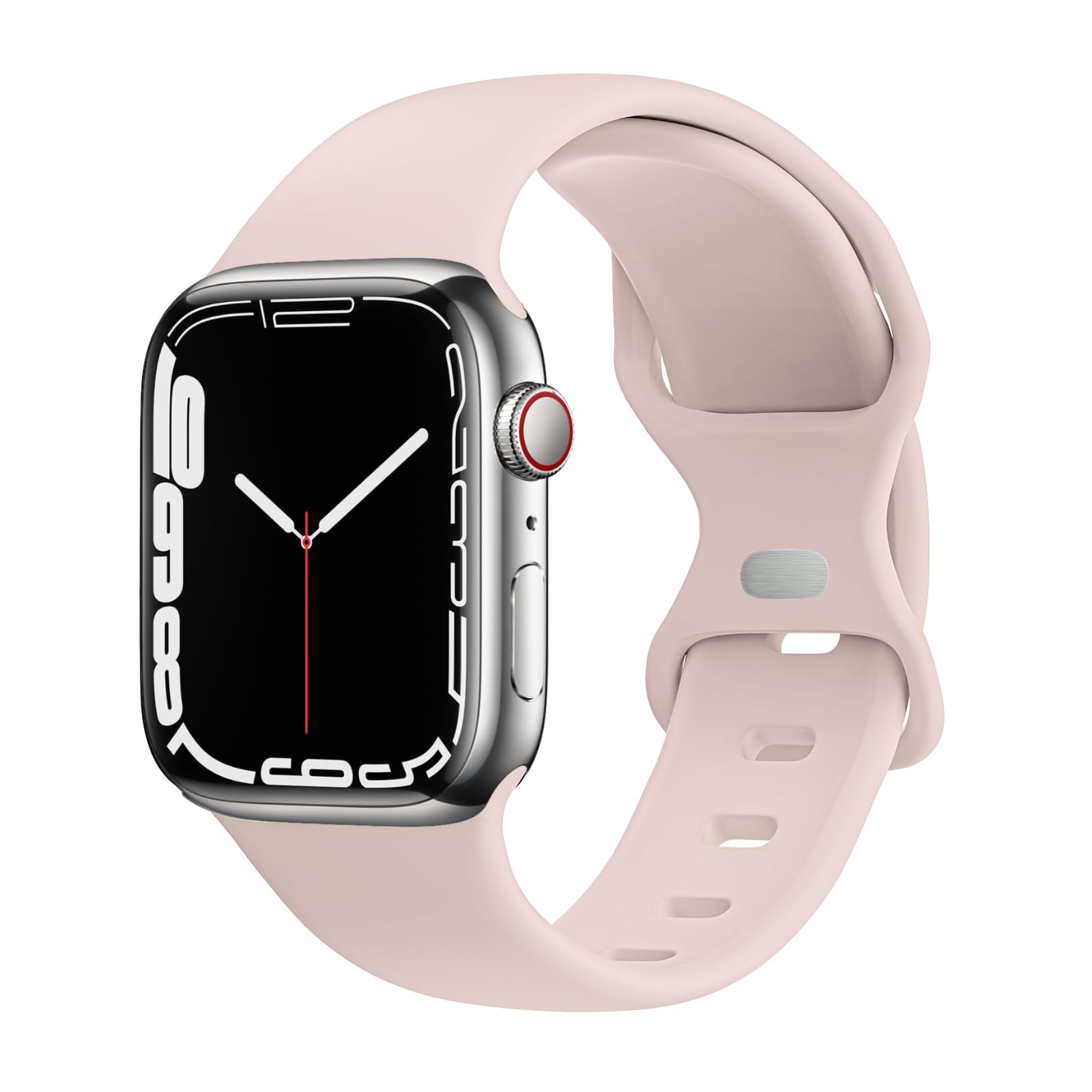 JXGM Compatible with Apple Watch Bands 42mm 44mm 45mm 38mm 40mm 41mm, Soft Silicone Sport Wristbands Replacement Strap for iWatch Series SE 7 6 5 4 3 2 1 Edition Women Men, Pink Sand, Classic01