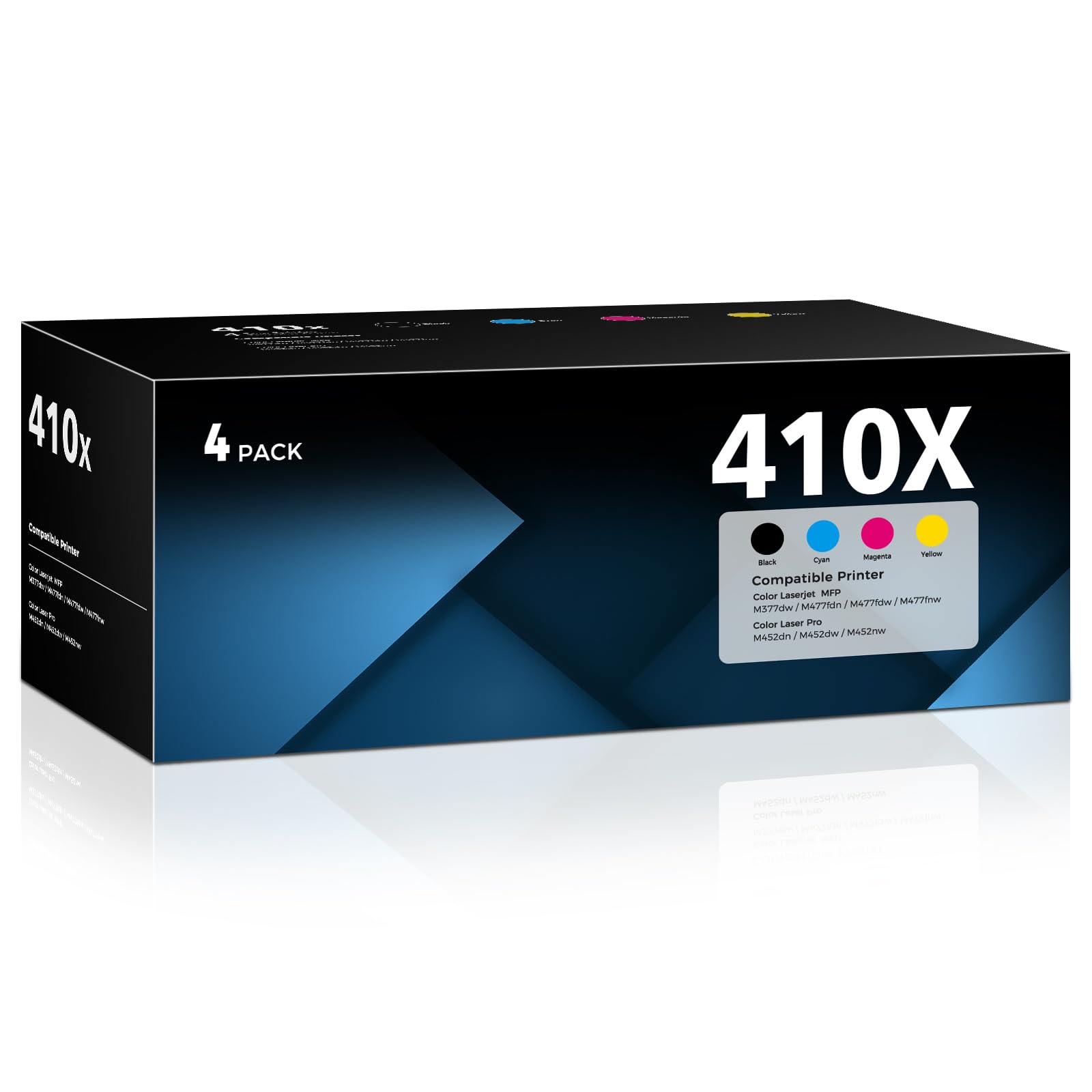 Photo 1 of 410X Toner Cartridges 4-Pack High-Yield Compatible for HP MFP M477fnw Toner 410X 410 410A HP410X CF410X for Color Laser Jet Pro MFP M477fdw M477 Pro M452nw M452dn M452dw Printer (1BK+1C+1M+1Y)