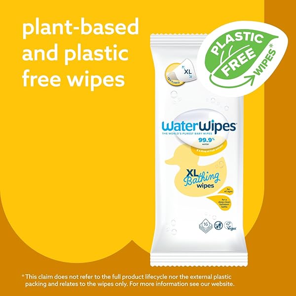 WATERWIPES SENSITIVE+ BATHING WIPES, 3-IN-1 CLEANS, CARES, PROTECTS, 99.9% WATER, UNSCENTED & HYPOALLERGENIC, 16 COUNT (1 PACK)