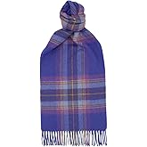 Glen Isla 100% Cashmere Scarf 64.9X9.8IN Classic Check Brushed Purple Lil Ye - Made In Scotland