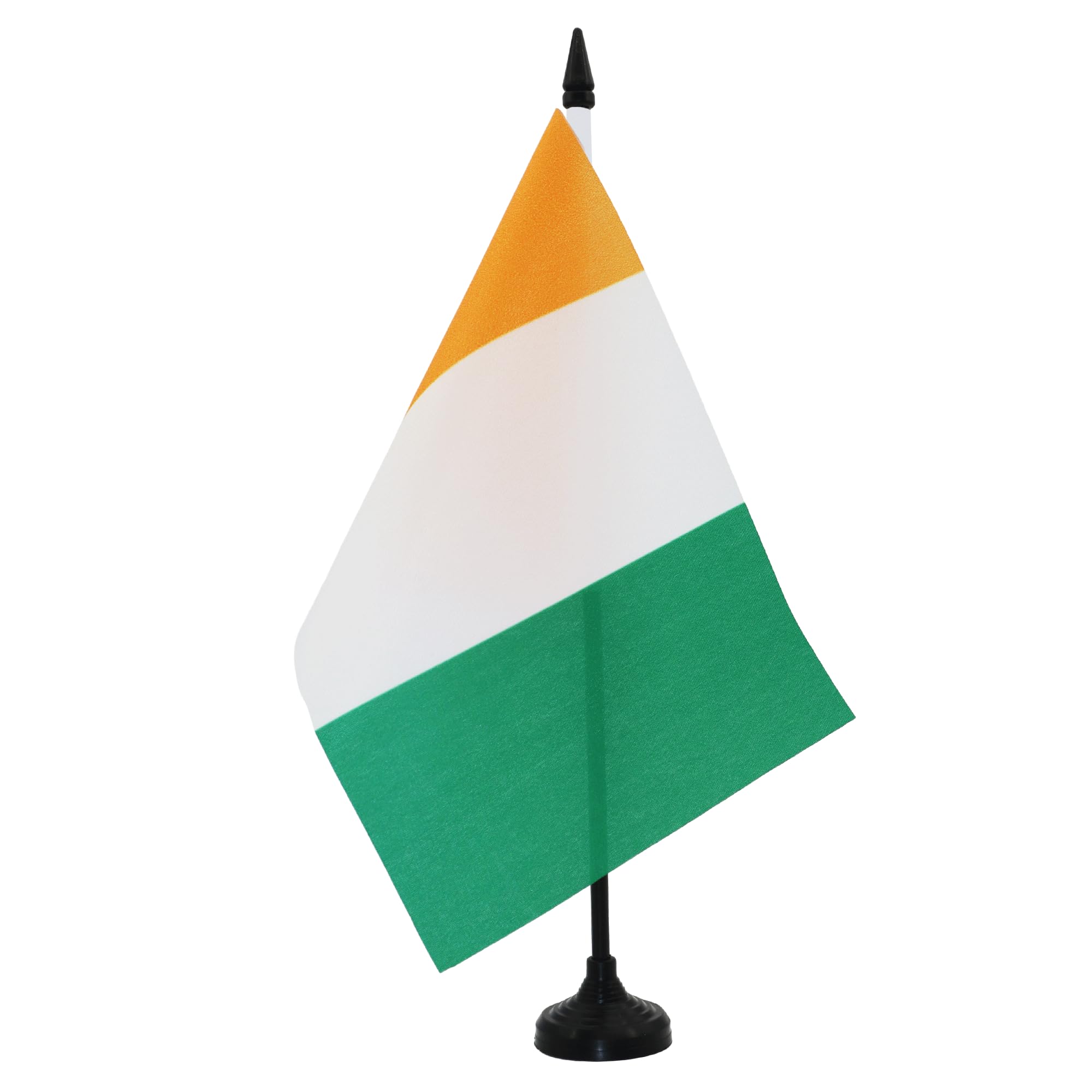 AZ FLAG Ivory Coast Table Flag 5'' x 8'' - Ivorian Office Decoration 100% Polyester 21 x 14 cm - Mini Desk Flag with Pole and Black Plastic Base