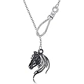 UCADRIT Horse Necklace Sterling Silver Horseshoe Pendant Horse Shoe Jewelry for Women