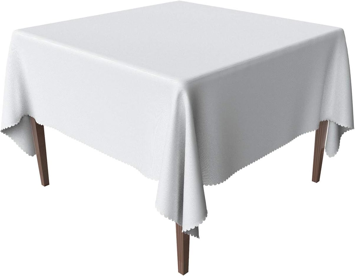 JESELRY Thicken Square Tablecloth - Stain Resistant Restaurant Washable Polyester Table Cloth Wrinkle Resistant Table Cover Spillproof Tablecloth for Dining Room (Tablecloth White, 54X54 Inch)