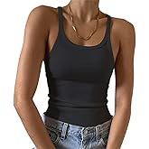 Artfish Women's Sleeveless Tank Top Form Fitting Scoop Neck Ribbed Knit Basic Cami Shirts