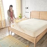 Happsy Organic Waterproof Mattress Protector Pad - Elastic Fitted Mattress Protector - Machine Washable Mattress Topper Breathable Fitted Cover for Twin Mattress - 38" x 75"