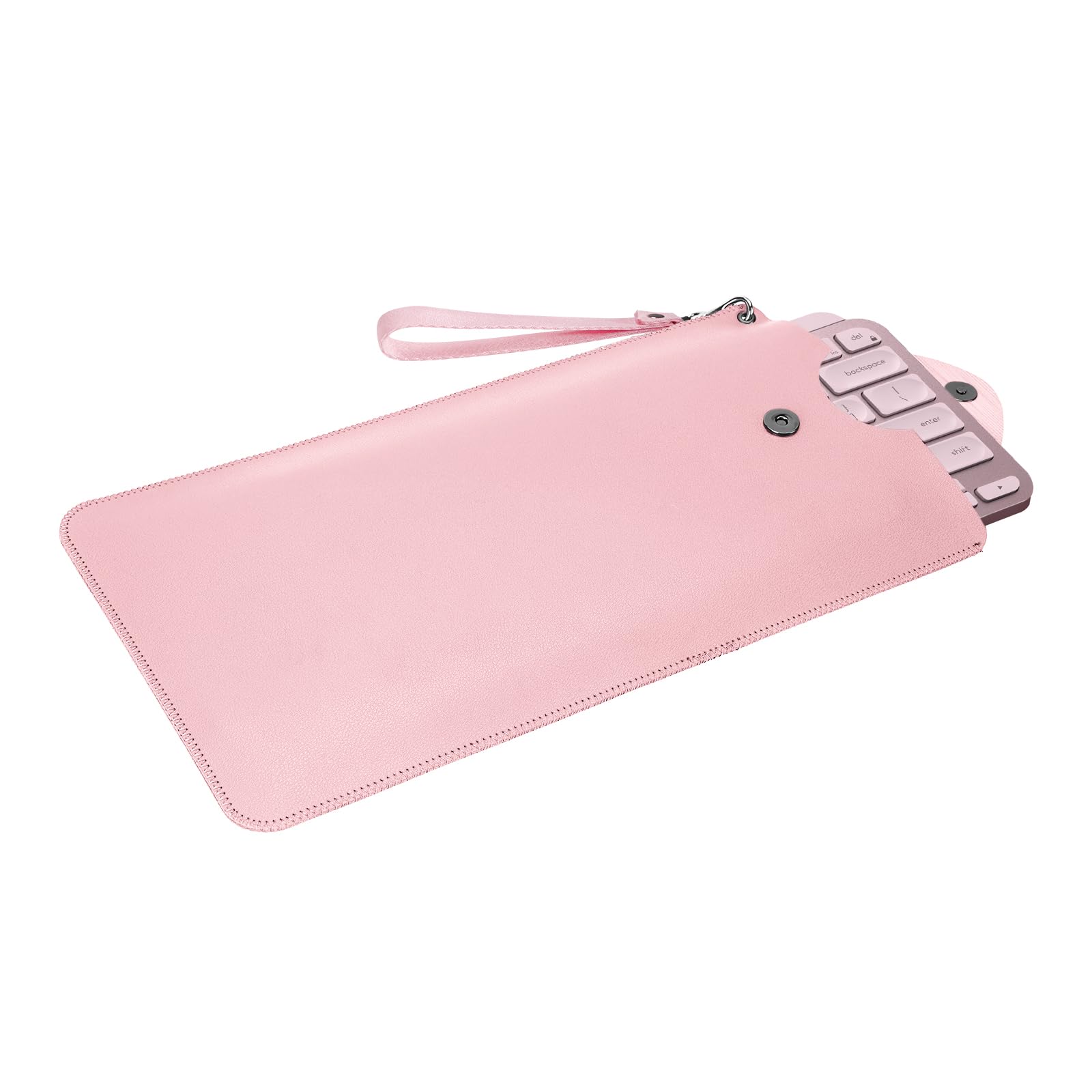 Geekria Keyboard Carrying Case Compatible with Logitech MX Keys Mini/Mini for Mac/Pebble Keys 2 K380s, Vegan Leather Protective Travel Bag (Pink)