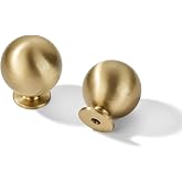 khtumeware 10 Pack 100% Solid Brass Cabinet Knobs Round Ball Real Brass Gold Knobs for Dresser Drawer 1.1-Inch Diameter Sphere Cabinet Pulls Brushed Brass Finish