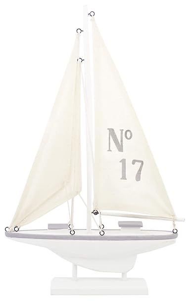 Unbekannt Deko-Objekt Segelboot, stilisiert, klein, Holz, weiß/grau, Holz, weiß/grau, 23 x 28 x 4 cm