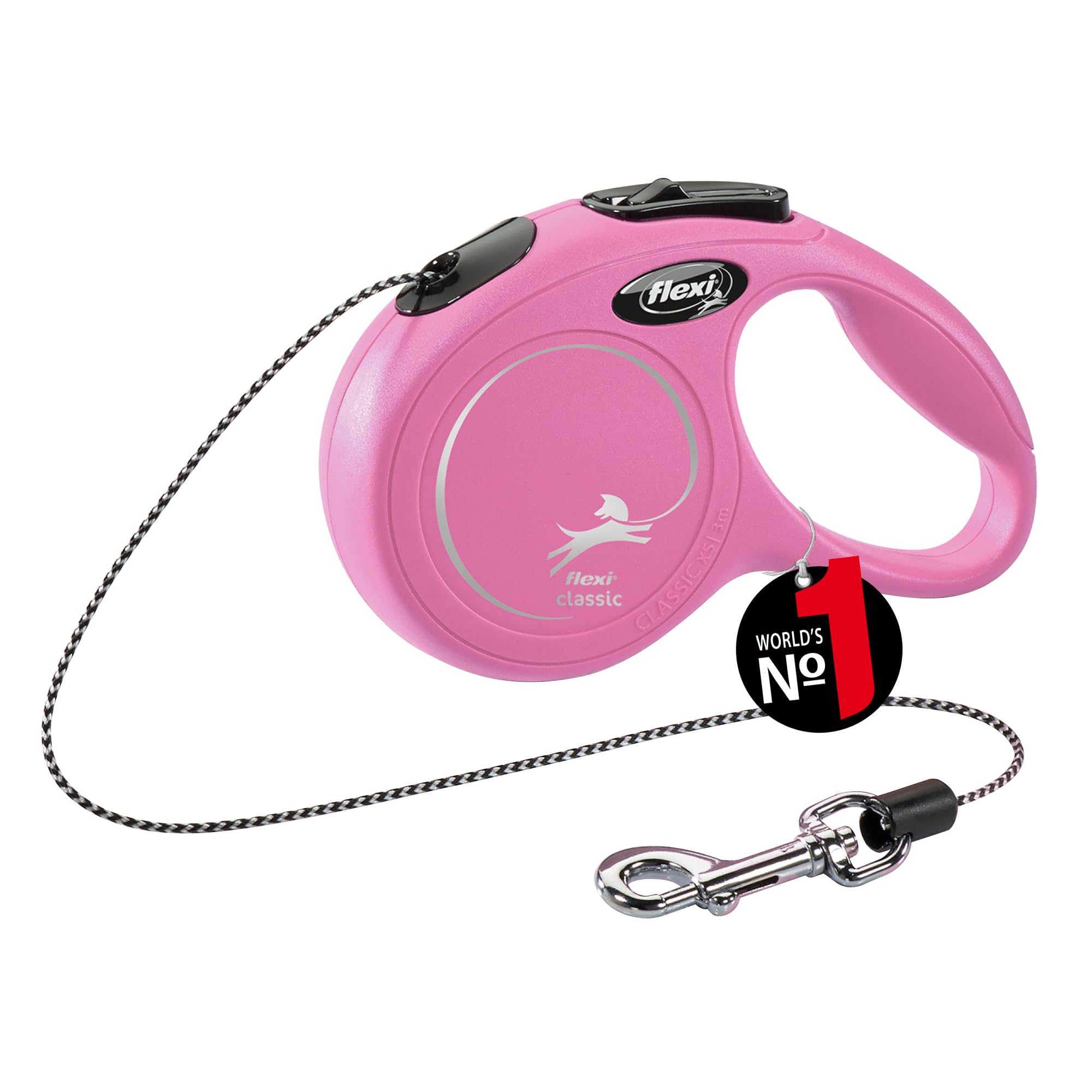 Flexi New Classic leaves rertacable, extra-shall, cord, 3m, pink