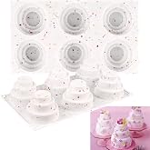 Sakolla 2 Pack 3 Tier Mini Cake Molds, 6 Cavity Silicone Cake Molds for Baking Cake Pop, Cakesicle, Brownie and Mousse (Confetti)