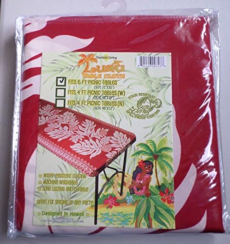 Hawaiian Tropical Picnic Tablecloth - Hibiscus - (6 Ft. Table)