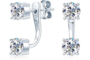 AINUOSHI Moissanite Ear Jacket Earrings for Women Detachable Jackets Two Wearable Stud Earrings Real Gold Plated 925 Sterling