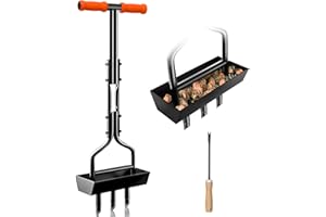 VANPEIN Lawn Aerator Garden Tool with Soil Core Tray, 38” Manual Grass Plug Aerators & A Cleaning Tool, Coring Aeration Tools with 3 Tines for Gardening, Soil Compaction, Lawn Yard Care, Patented Orange