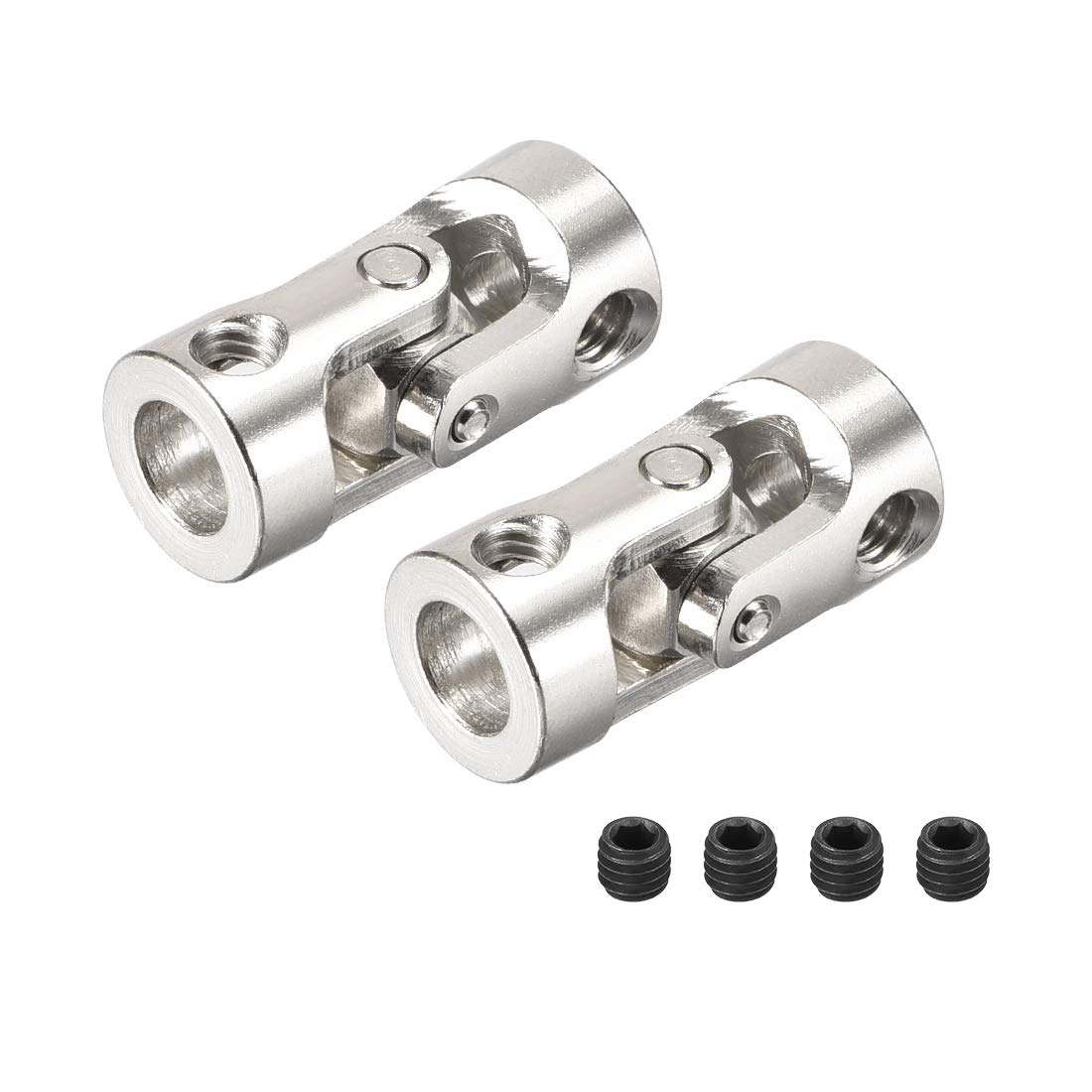 sourcing map 2 PCS 4mm to 6mm Rotatable Universal Steering Shaft Coupler Motor Connector Joint Coupling L24XD11