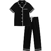 RONGTAI Womens Pajamas Sets Comfy Cool Feeling Cotton Pajama Set Casual Bottton Soft Sleepwear Nightwear Loungewear S-XXL