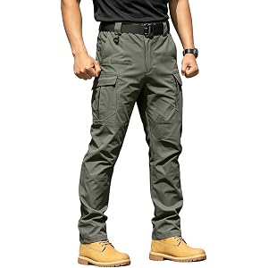 Shiketong Men Cargo Pants Tactical Work Trousers Multi Pockets Outdoor Stretch Waterproof Pants for Hiking