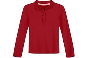 NAUTICA Girls' Uniform Long Sleeve Polo with Ruffle Placket