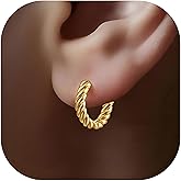 Women's Huggie Earrings-14k Gold Plated Hoop Earrings for Women-Chunky Simple Huggie Hoop Jewelry Gifts