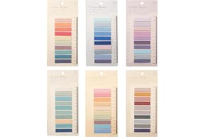 UMBWORLD Index Tabs with Ruler, 6 Pack 1200 Pieces Sticky Note Page Labels, Writable Repositionable File Flags Morandi Pages Markers Label for Reading Notes, Notebook, Books, Papers (Colorful C)