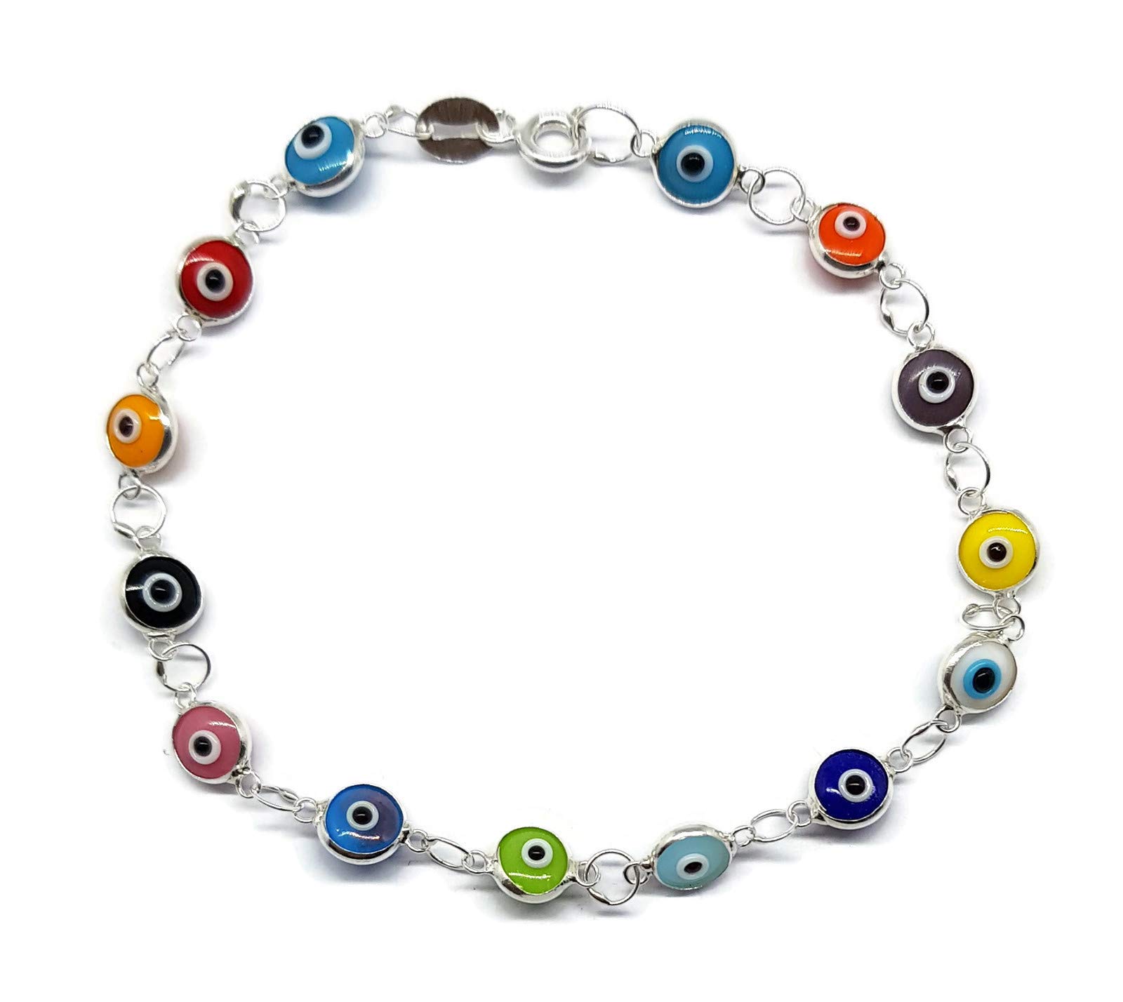 MYSTIC JEWELS by Dalia – Silver Evil Eye Bracelet – 19 cm (MultiColour)