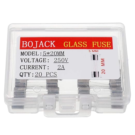 BOJACK 5x20mm 2A 2amp 250V 0.2 x 0.78 Inch F2AL250V FastBlow Glass