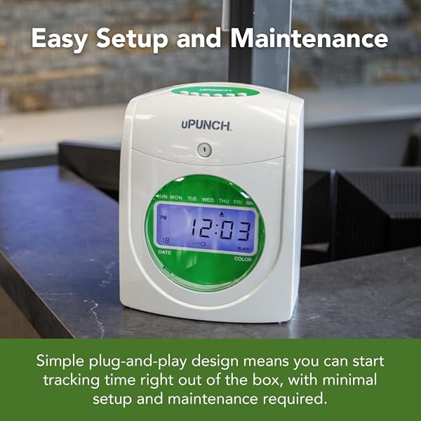UPUNCH HN1500 STARTER TIME CLOCK BUNDLE FOR SMALL BUSINESS: EMPLOYEE PUNCH CLOCK SYSTEM WITH 100 TIME CARDS, CARD RACK, AND RIBBON