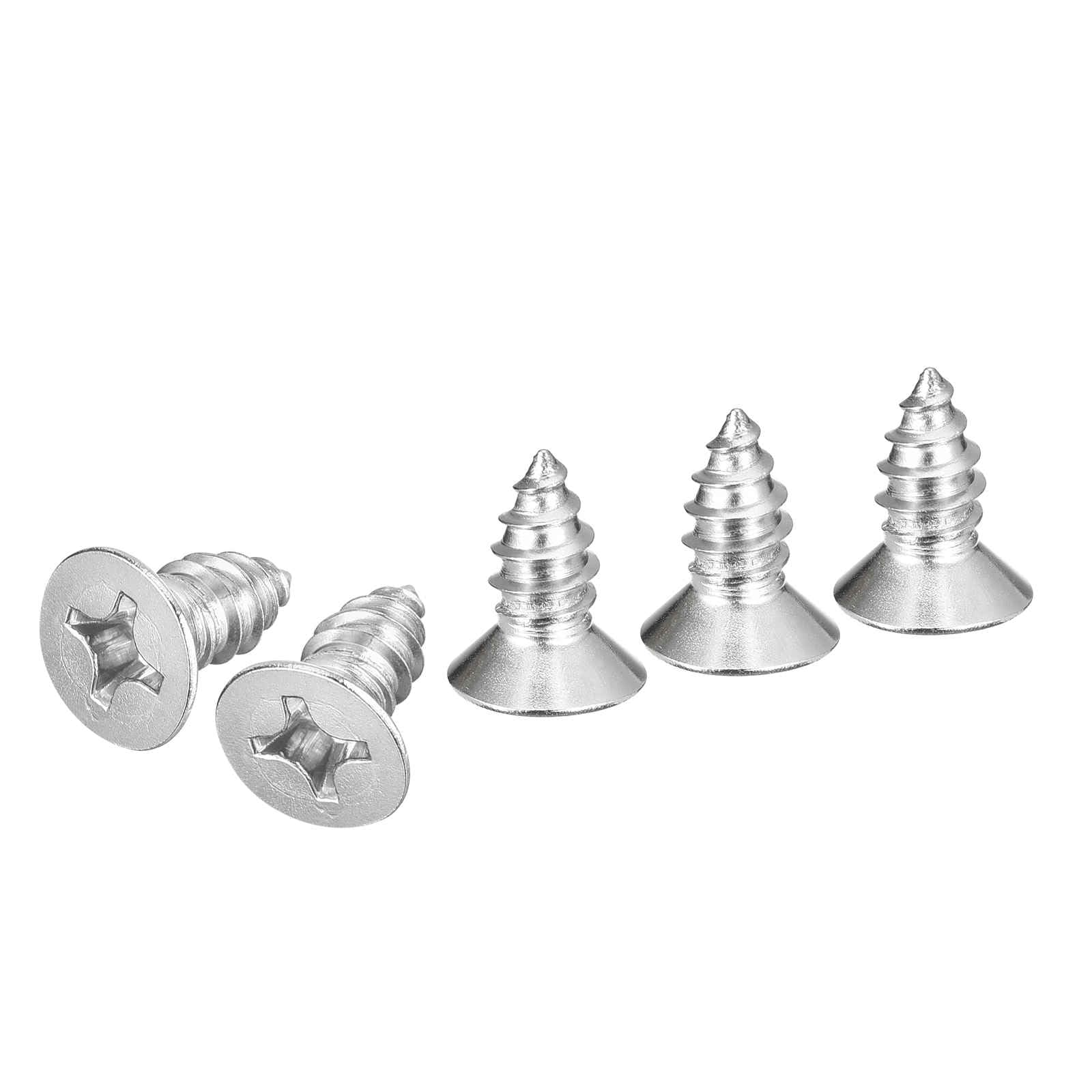 DTGN 50Pcs #14x1/2" Flat Head Wood Screws, 304 Stainless Steel Phillips Self Tapping Screws - Good for Woodworking, Furniture - Silver