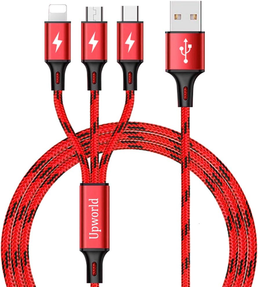 Multi USB Cable, Upworld Multi Charger Cable with Micro USB Cable/USB Type C Cable Nylon Braided 3 in 1 Fast Charging Cord for Phone X 8/7Plus, Galaxy S8, Huawei, Moto, LG, Kindle, Tablets and More