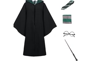 OYYJIG Magician Robe for Adult Teens,Wizard School Costume Wizard wand, scarf, glasses, tie five-piece set for Men Women