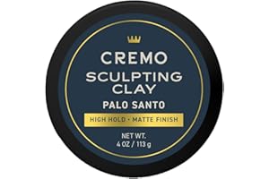 Cremo Premium Barber Grade Hair Styling Palo Santo (Reserve Collection) Sculpting Clay, High Hold, Matte Finsh, 4 Oz