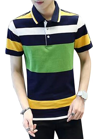 Amazon グードコ 夏 メンズ ボーダー柄 ポロシャツ トップス 半袖